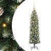 vidaXL Kunstmatige slanke kerstboom Groen en Wit 120 cm