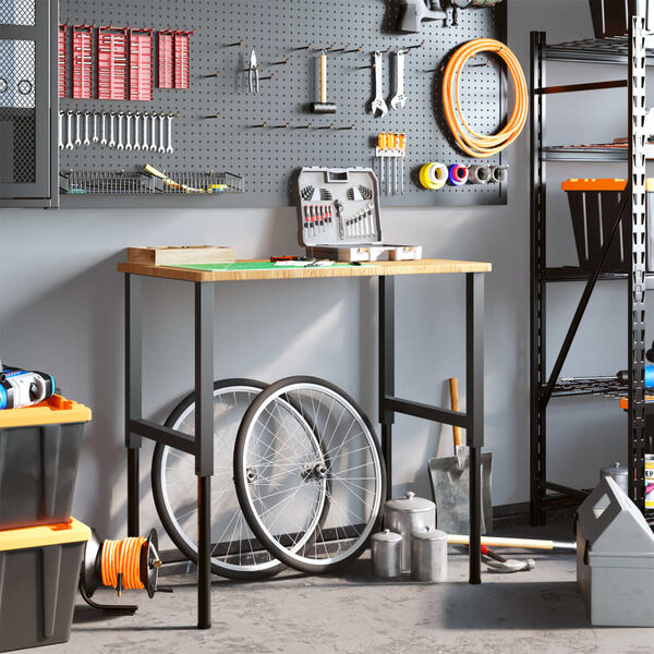 vidaXL Werkbank rechthoek 100x60x(71,5-98) cm eikenhout lichtbruin