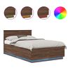 vidaXL Bedframe met hoofdeinde Bruin Eiken 135 x 190 cm Bewerkt hout