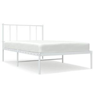 vidaXL Bedframe met hoofdbord zonder matras metaal wit 75x190 cm