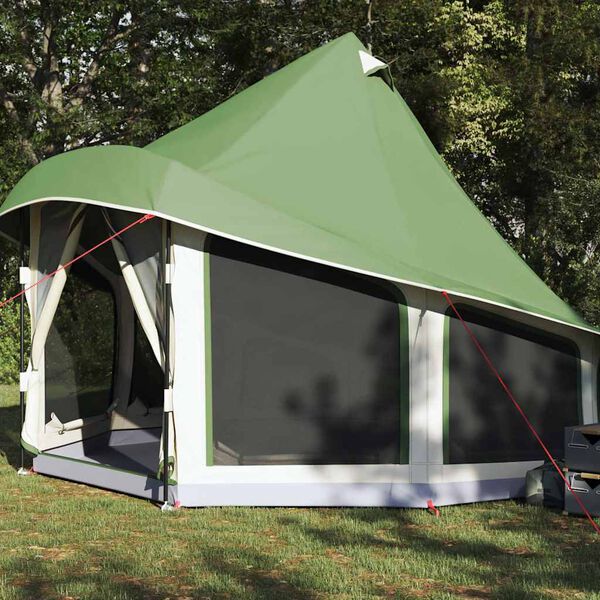 vidaXL Familie Tipi Tent met dak Groen 404 x 370 x 270 cm