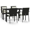 vidaXL 5-delige Tuinset met kussens poly rattan zwart