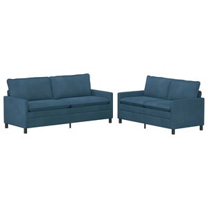 vidaXL Bankstel 2 pcs Blauw Fluweel