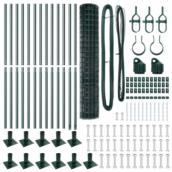 vidaXL Hek met Paal Groen 1,2 x 25 m Staal en PVC