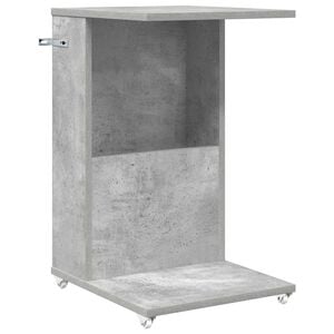 vidaXL Bijzettafel met wiel Beton Grijs 40 x 35 x 60 cm Bewerkt hout