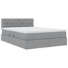 vidaXL Opbergbed met LED met matras Lichtgrijs 140 x 190 cm Polyester