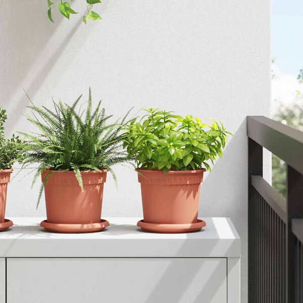 vidaXL Ronde Bloemenschalen 24 pcs Baksteenrood &Oslash; 14 x 2 cm Kunststof