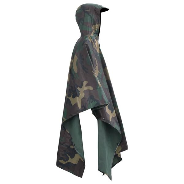 Regenponcho voor kamperen/wandelen leger waterdicht camouflage