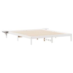 vidaXL Bedframe met Zijtafels Wit 200 x 210 cm Massief grenenhout