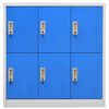 vidaXL Lockerkasten 2 st 90x45x92,5 cm staal lichtgrijs en blauw
