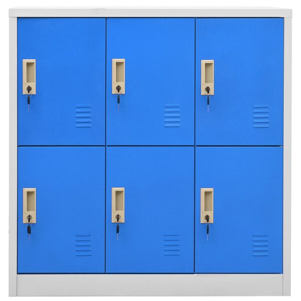 vidaXL Lockerkasten 2 st 90x45x92,5 cm staal lichtgrijs en blauw