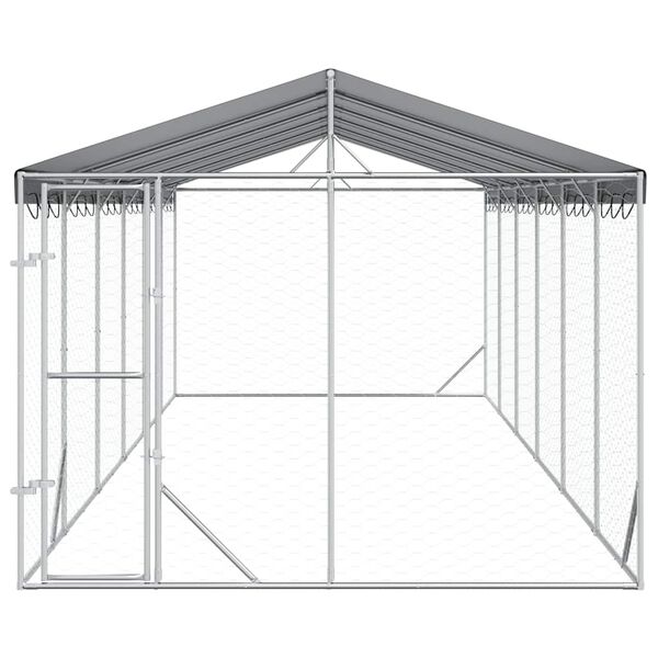vidaXL Hondenkennel met dak 3x9x2,5 m gegalvaniseerd staal zilverkleur