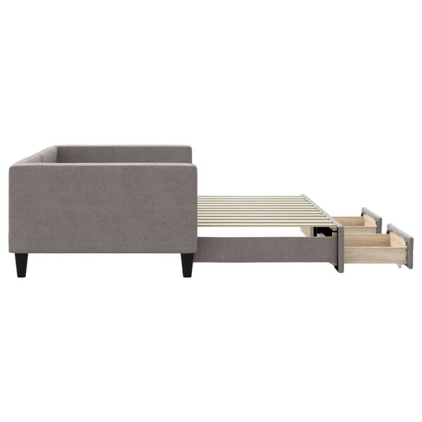 vidaXL Slaapbank met onderschuifbed en lades 100x200 cm stof taupe