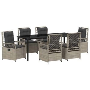 vidaXL Tuin eettafelset 7 st Lichtgrijs poly rattan