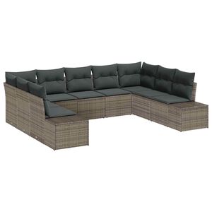 vidaXL Tuinbankenset 9 st 8-Aantal zitplaatsen Grijs Polyrattan