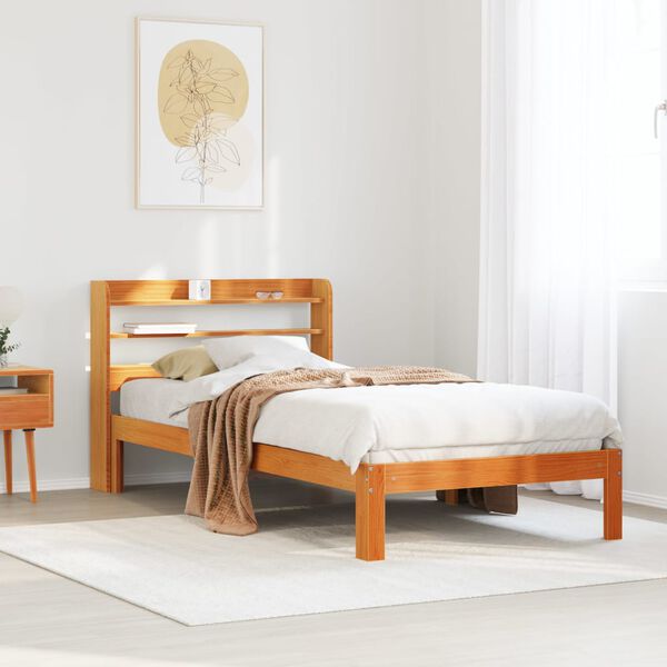 vidaXL Bedframe zonder matras massief grenenhout wasbruin 90x190 cm