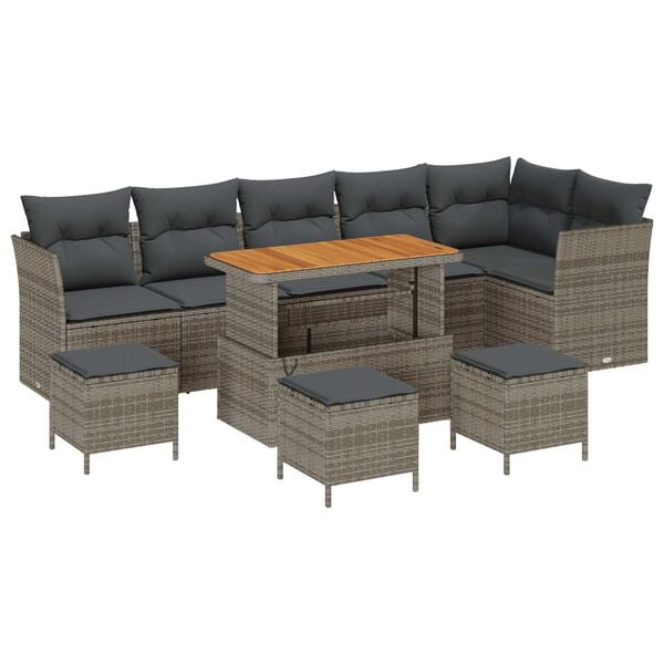 vidaXL Tuin Sofa Set 10 pcs Grijs poly rattan