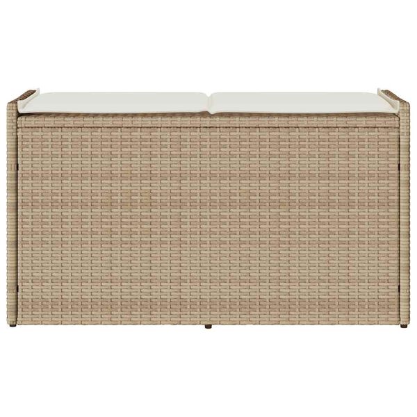 vidaXL Opbergbank met kussen voor buiten 100 cm poly rattan beige