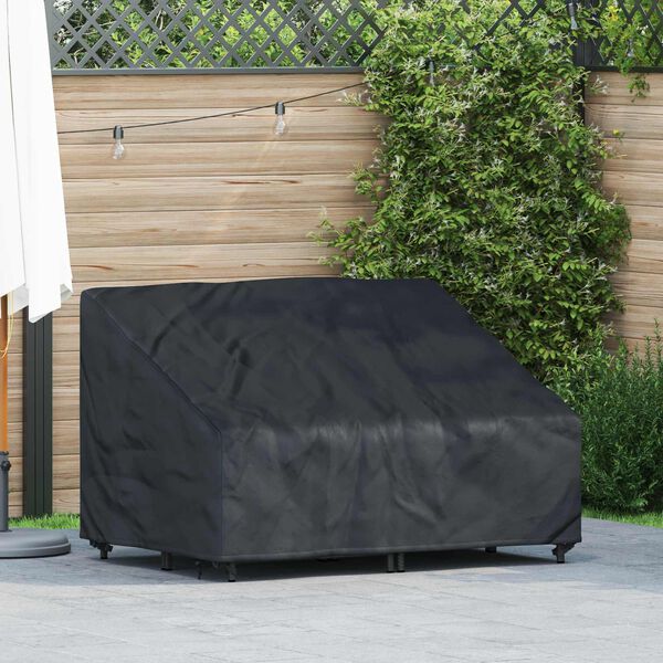 vidaXL Tuinbankhoes Zwart 130 x 95 x 40 / 80 cm 210D Oxford Stof