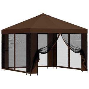 vidaXL Tuin Gazebo met Zijwanden 3 x 3 m Bruin Polyester en staal