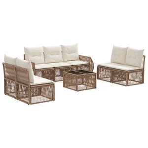 vidaXL Tuinbankenset 8 pcs Beige en Cr&egrave;me Wit poly rattan