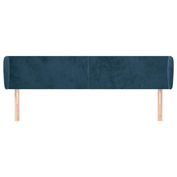 vidaXL Hoofdbord met randen 163x23x78/88 cm fluweel donkerblauw