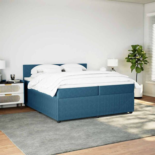 vidaXL Boxspring met matras fluweel blauw 200x200 cm