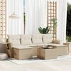 vidaXL 7-delige Loungeset met kussens poly rattan beige