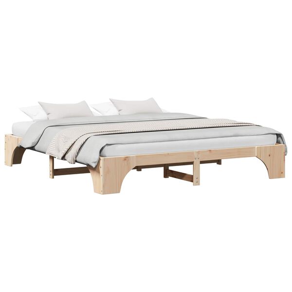 vidaXL Bedframe Naturel 200 x 200 cm Massief grenenhout
