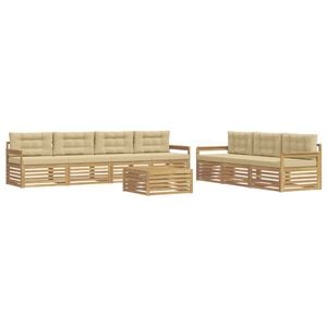 vidaXL Buiten bankenset 8 st Wit en Beige Polyester