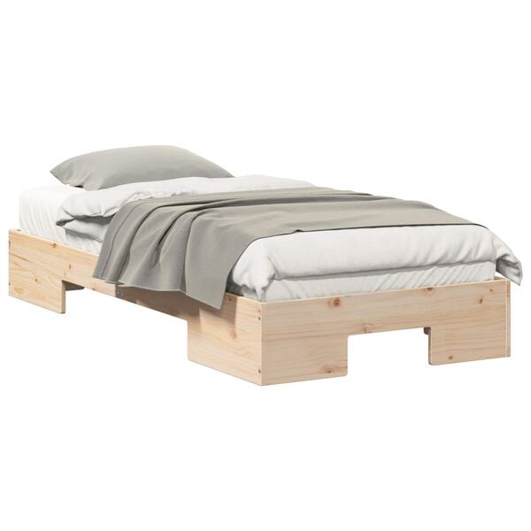 vidaXL Bedframe met opslag Bruin 100 x 200 cm Massief grenenhout