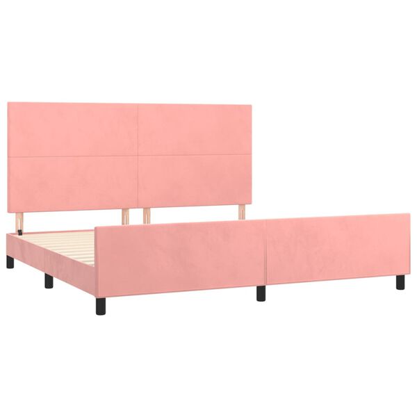 vidaXL Bedframe met hoofdeinde fluweel roze 200x200 cm