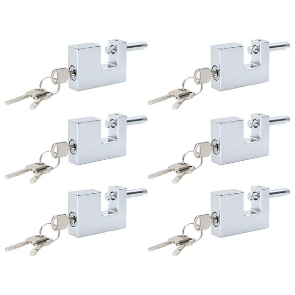 vidaXL Hangslot 6 pcs Zilver 7 x 1,9 x 5 cm IJzer
