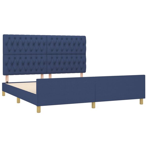 vidaXL Bedframe met hoofdeinde stof blauw 180x200 cm