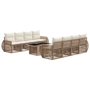 vidaXL Tuinbankenset 9 st Beige en Cr&egrave;me Wit poly rattan