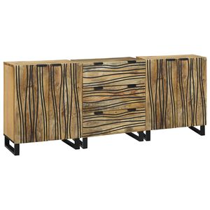 vidaXL Dressoir set 3 st Naturel 180 x 33 x 75 cm Massief Mango Hout