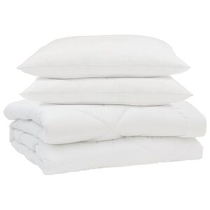 vidaXL Zomer Dekbed met kussen 3 pcs Wit Microfibre