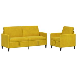 vidaXL Bankenset met opbergruimte 2 st Geel Polyester