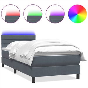 vidaXL Boxspring met matras en LED fluweel donkergrijs 80x220 cm