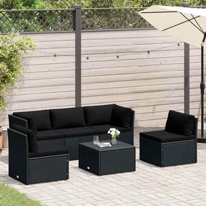 vidaXL 4-delige Loungeset met kussens poly rattan zwart