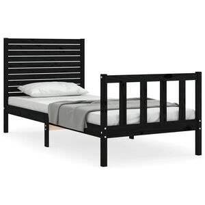 vidaXL Bedframe met hoofdbord massief hout zwart