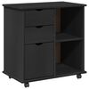 vidaXL Rolling Kast Zwart 63,5 x 39 x 65,5 cm Massief Vurenhout