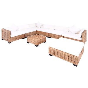 vidaXL Loungeset natuurlijk rattan 27-delig