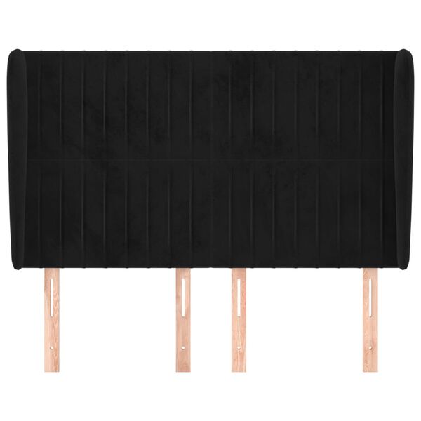 vidaXL Hoofdbord met randen 147x23x118/128 cm fluweel zwart
