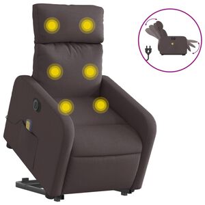 vidaXL Sta-op-massagestoel elektrisch verstelbaar stof donkerbruin