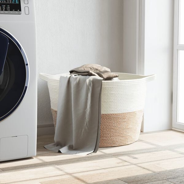 vidaXL Wasmand &Oslash; 60x36 cm katoen bruin en wit
