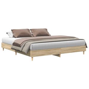 vidaXL Bedframe zonder matras 200x200cm spaanplaat sonoma eikenkleurig