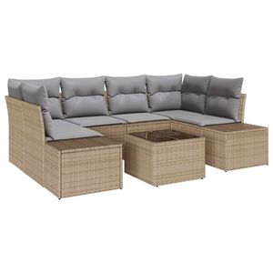 vidaXL Tuin Sofa Set met kussen 7 pcs Beige poly rattan