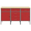 vidaXL Werk kast met lade met wiel 3 pcs Rood en Grijs 75 x 45 x 85 cm
