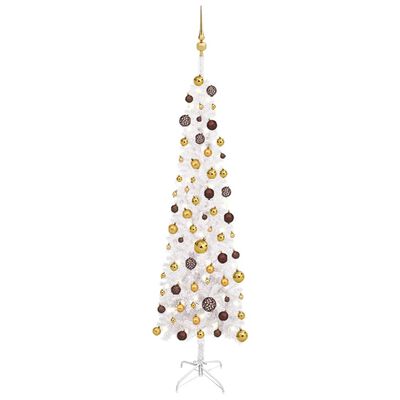 genoeg antwoord Contour vidaXL Kerstboom met LED's en kerstballen smal 180 cm wit online kopen |  vidaXL.be